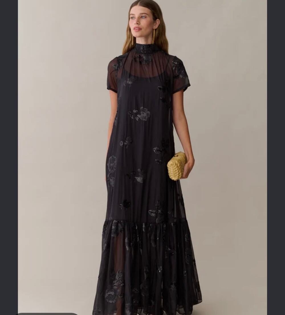 NWT Caara Melody dress black onyx rose sequin dress sz XL